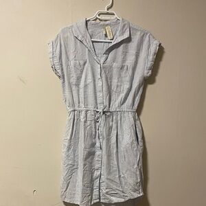 Japna Light Blue Striped Mini Dress
